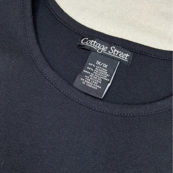 Cottage Street Long Sleeve Black Top - Appliqué, Embroidery, Beads - Size 1X - Picture 4 of 9